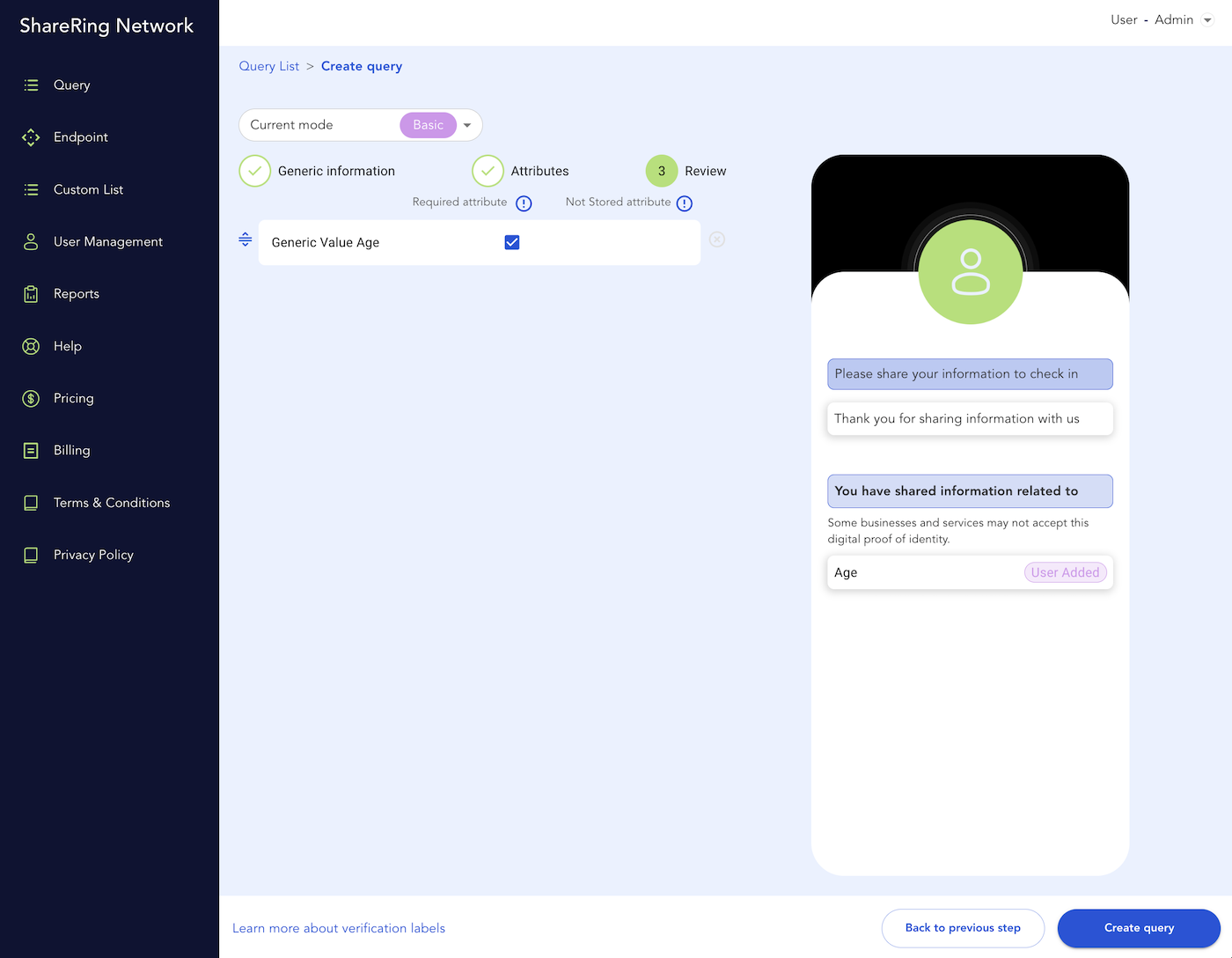 ShareRing Link Basic Query Attributes